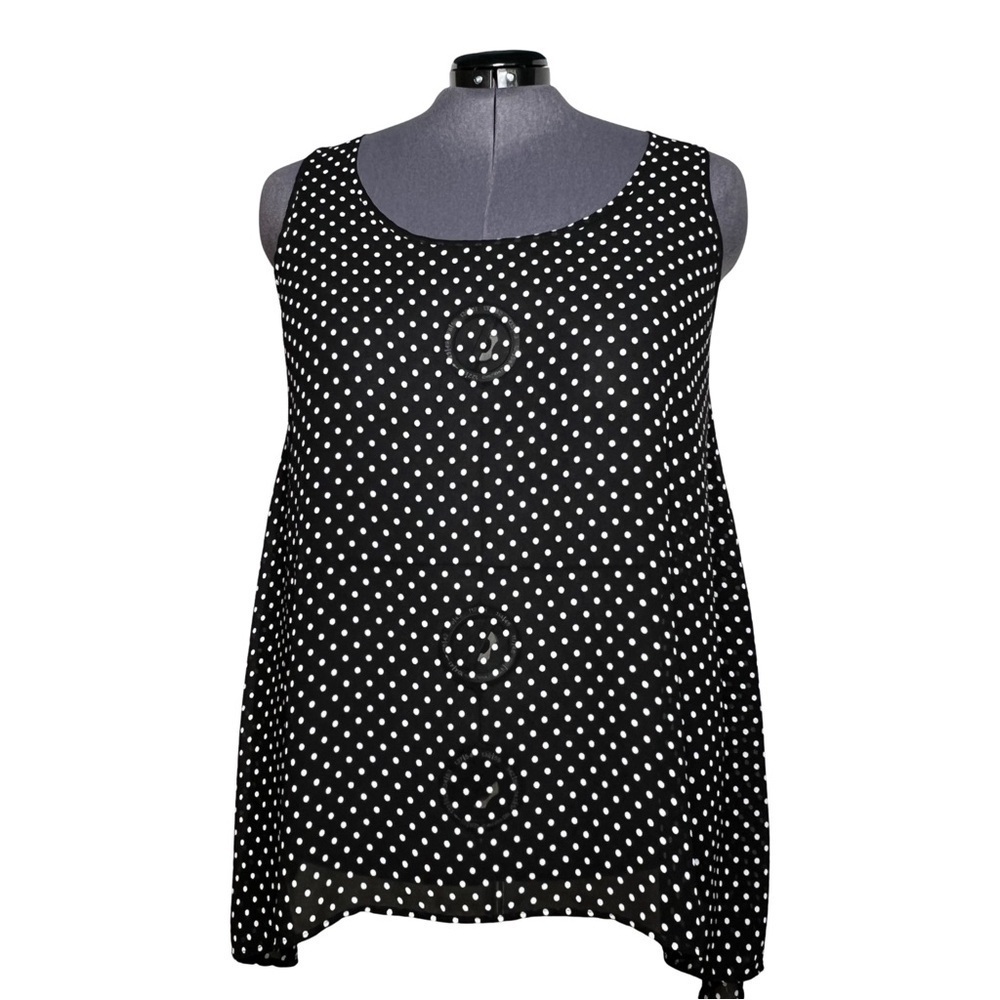 Torrid Sheer Polka Dot Flowy Asymetrical Tank (Size 2)